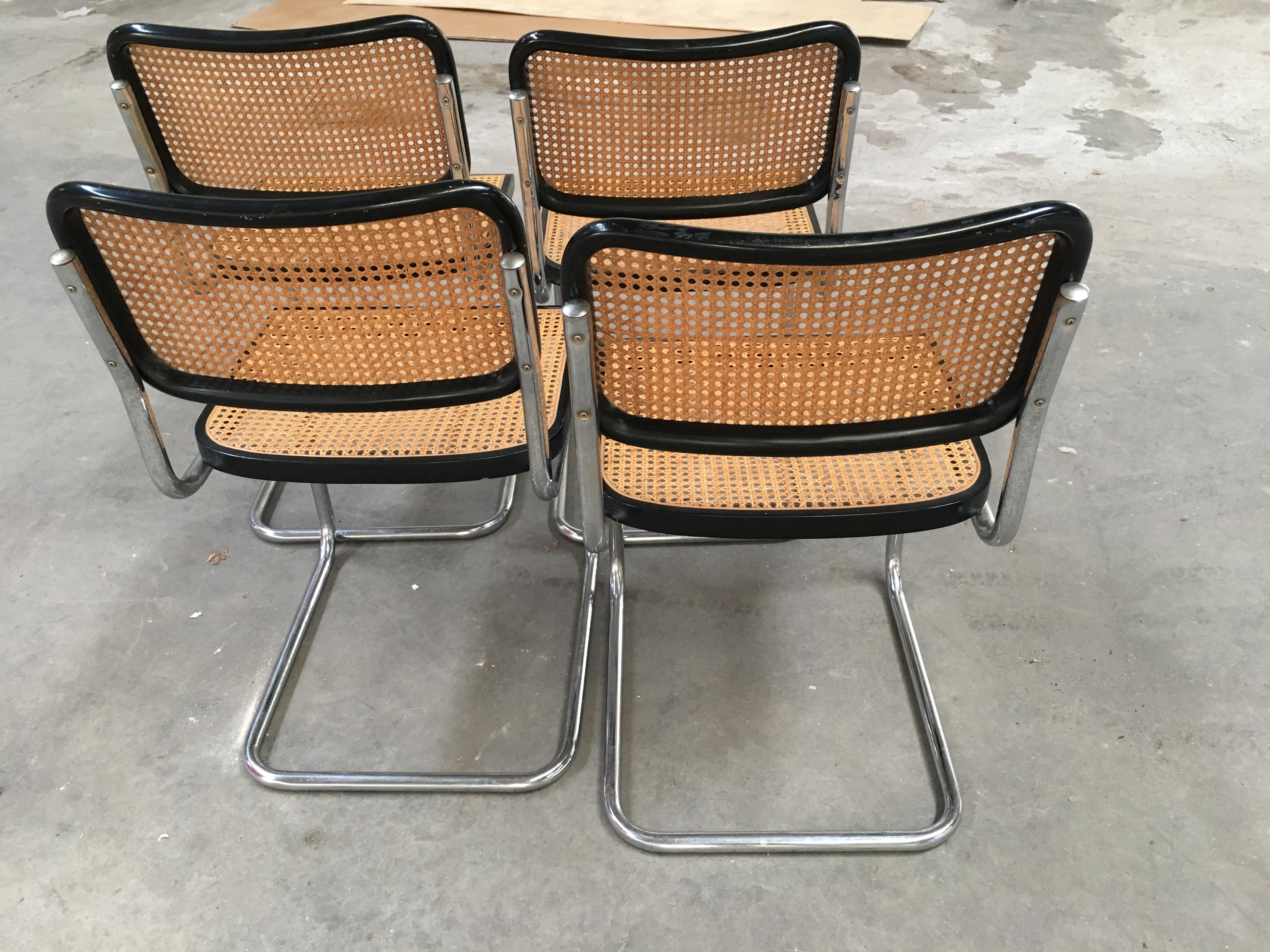 Mid-Century Modern Set of Italian Black and Cane 