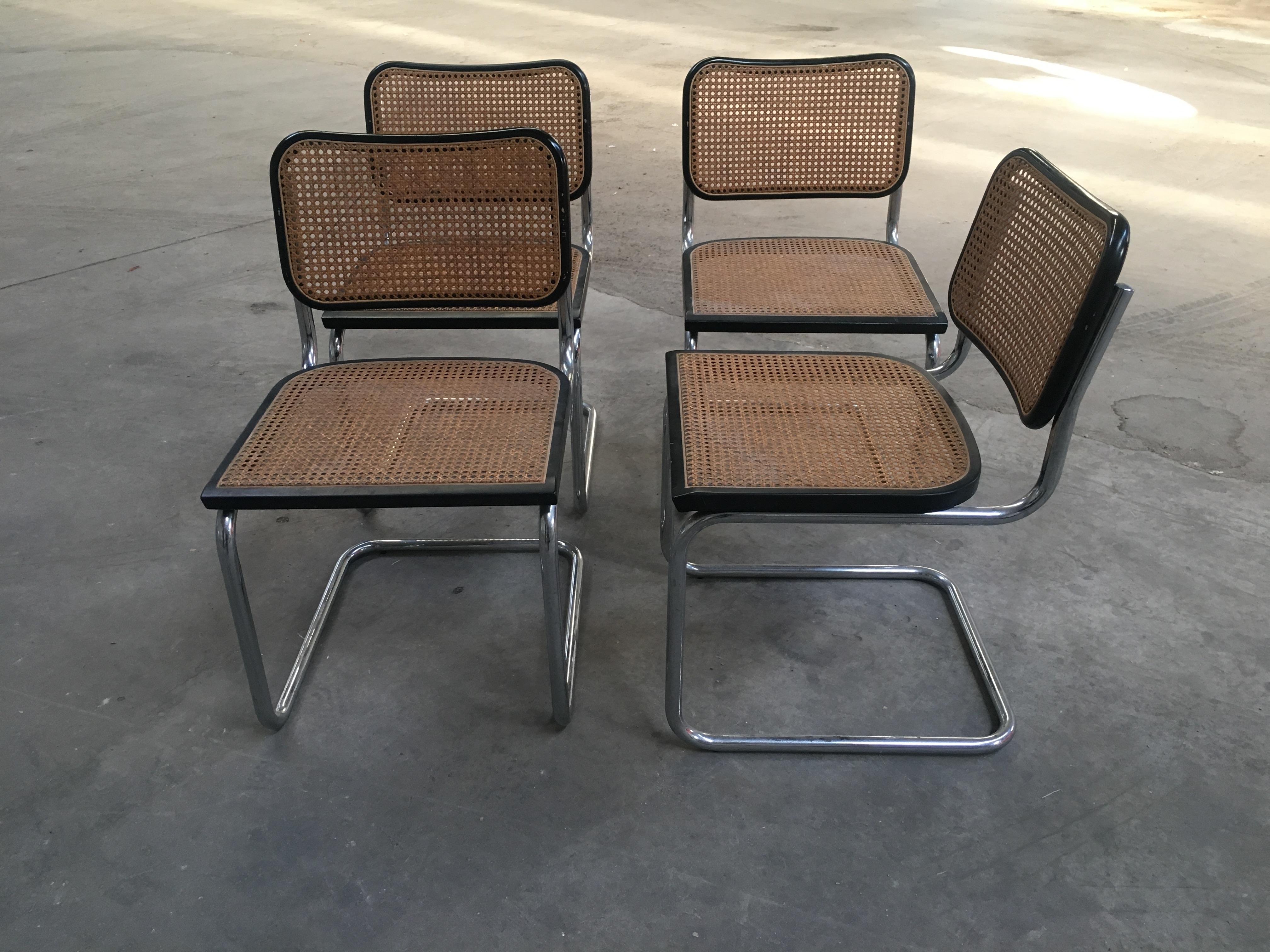 Mid-Century Modern Set of Italian Black and Cane 