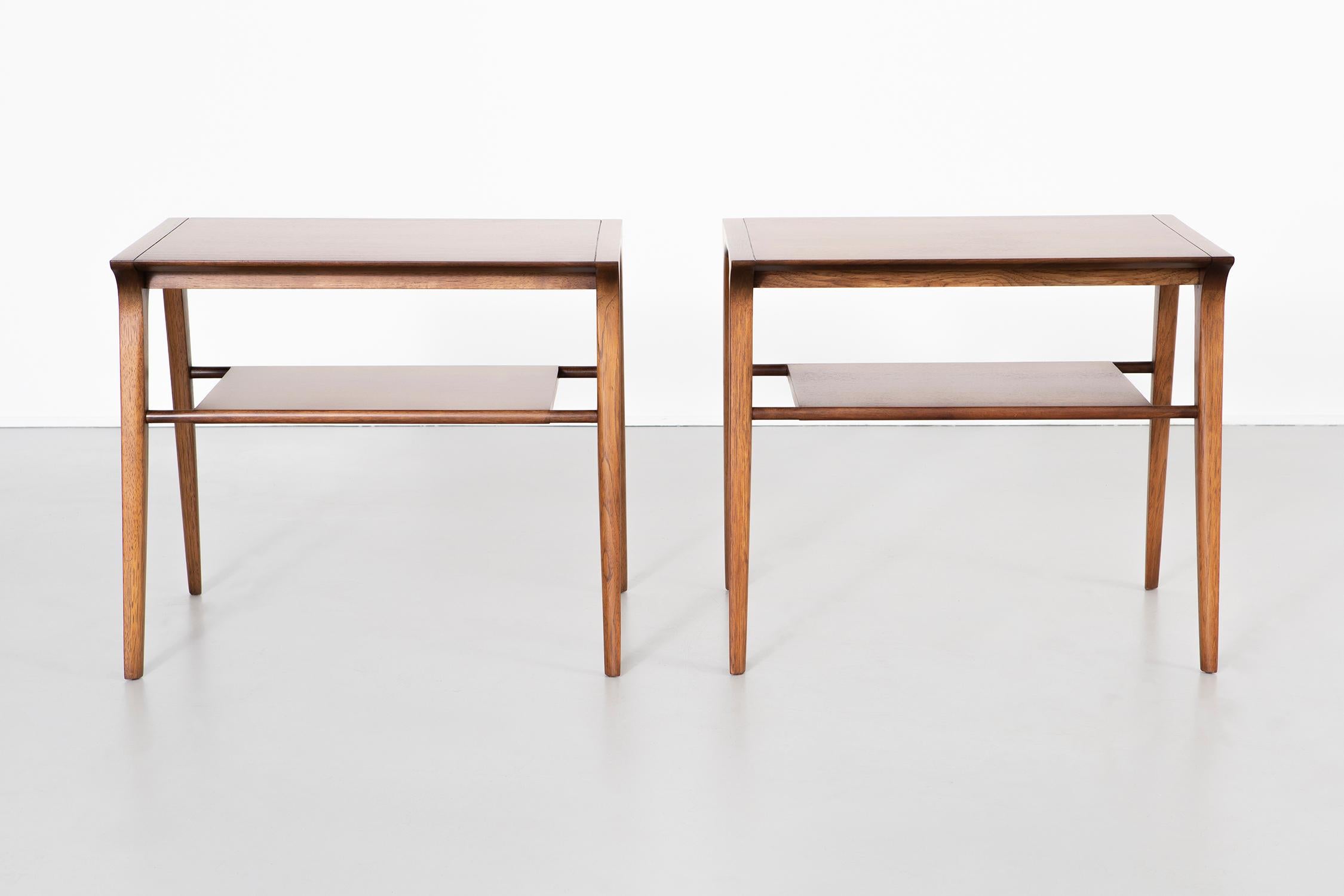 Set of two side tables.

Designed by John Van Koert for Drexel.

USA, circa 1960s.

Walnut.

Measures: 24 ¼” H x 28” W x 18” D. 

Freshly restored in impeccable condition.
 