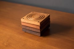 Mid-Century Modern Set of Mixed Wood Coasters