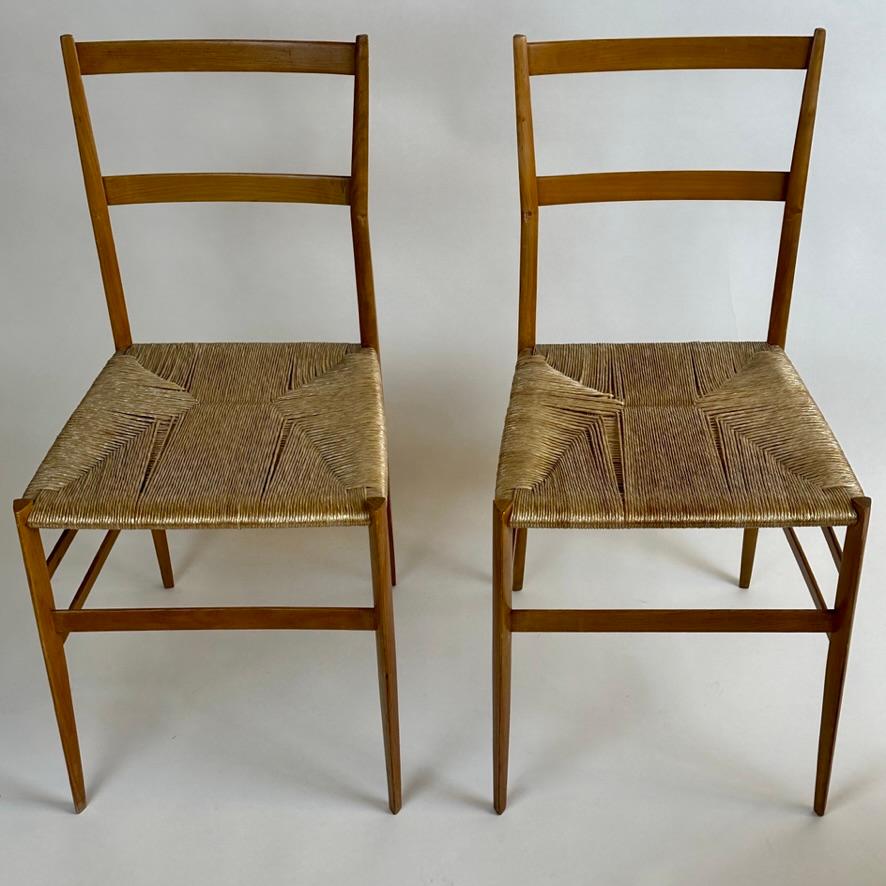 Mid-Century Modern Set of Six Ash Wood 699 Superleggera Chairs by Gio Ponti  For Sale 4