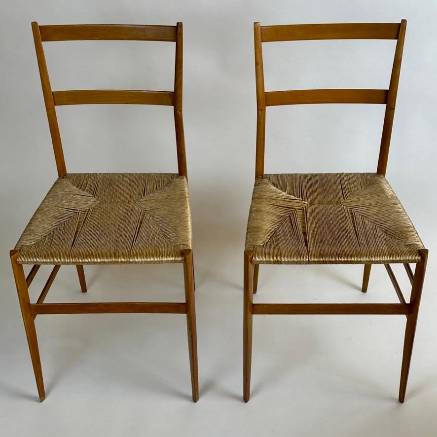 Mid-Century Modern Set of Six Ash Wood 699 Superleggera Chairs by Gio Ponti  For Sale 6