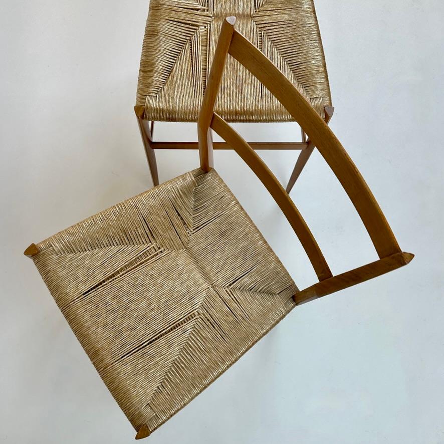 Mid-Century Modern Set of Six Ash Wood 699 Superleggera Chairs by Gio Ponti  For Sale 7