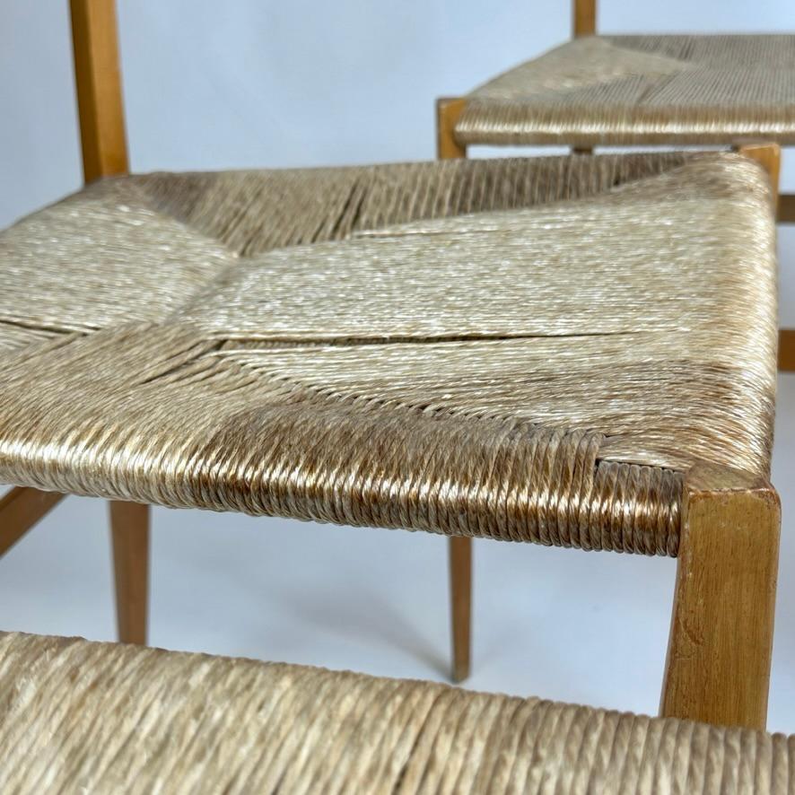 Mid-Century Modern Set of Six Ash Wood 699 Superleggera Chairs by Gio Ponti  For Sale 1