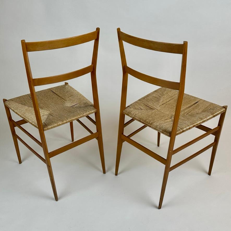 Mid-Century Modern Set of Six Ash Wood 699 Superleggera Chairs by Gio Ponti  For Sale 2