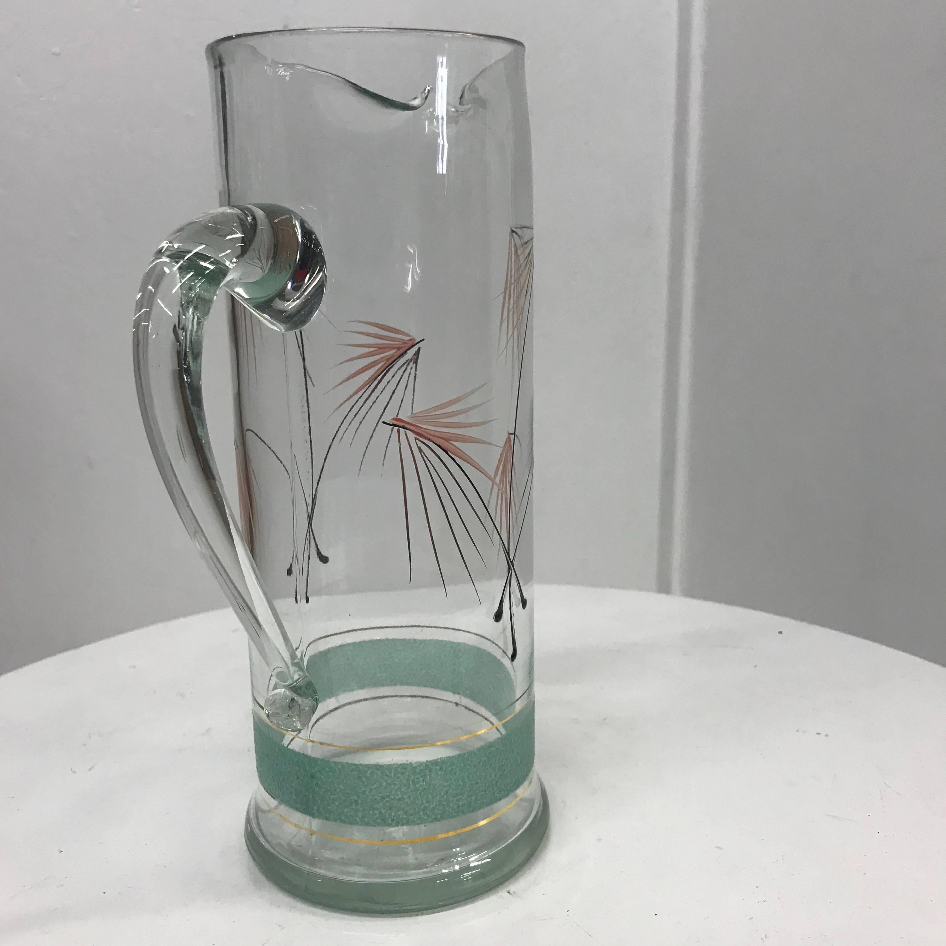 Mid-Century Modern Set of Six Glasses and Pitcher In Good Condition In Chula Vista, CA
