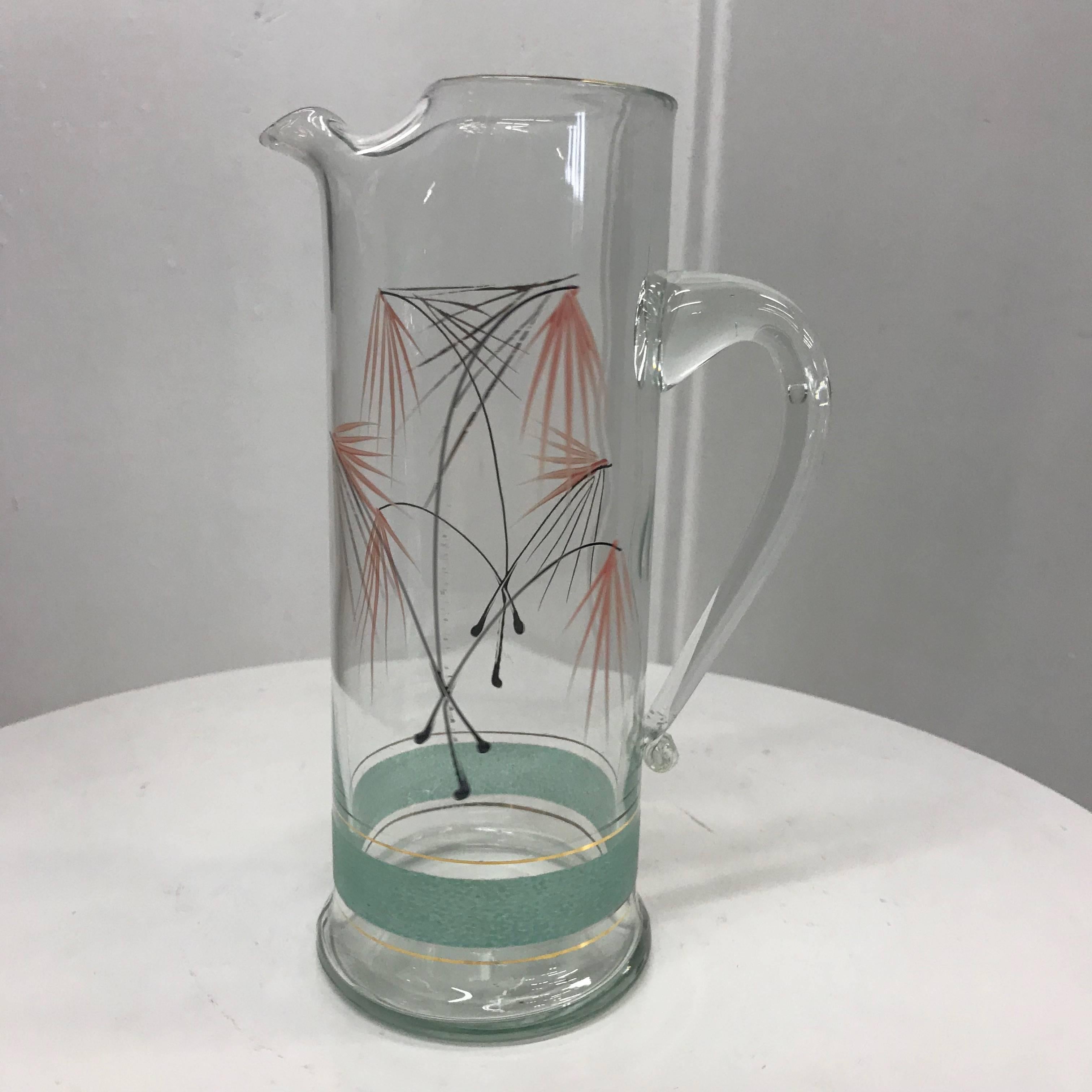 Mid-Century Modern Set of Six Glasses and Pitcher 1
