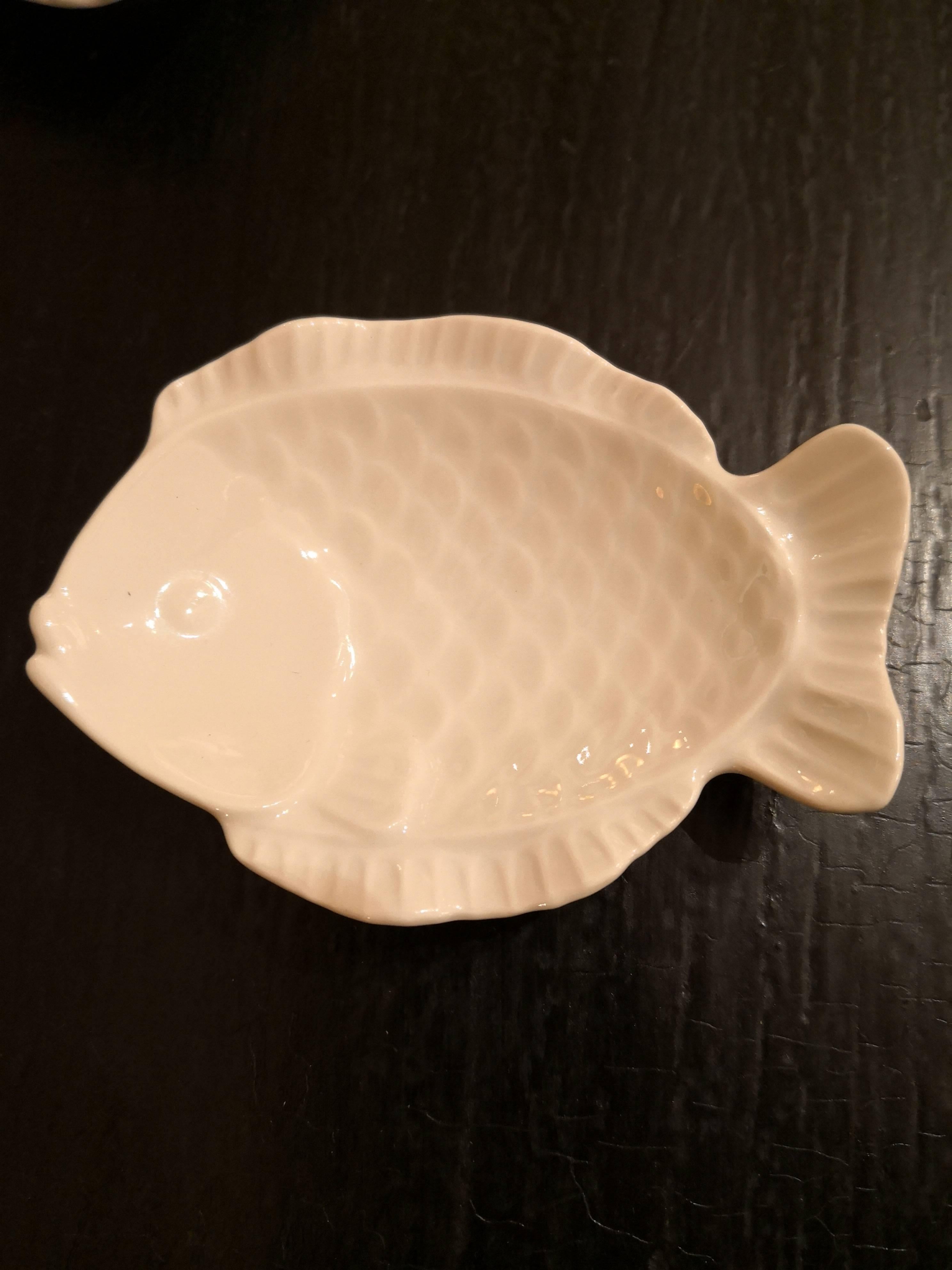 Mid-Century Modern Mid-century Modern Set of Six KPM Fish Shaped Dishes in White Porcelain