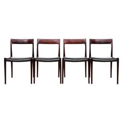 Mid-Century Modern Set of four Rosewood Dining Chairs by Niels Moller N°77