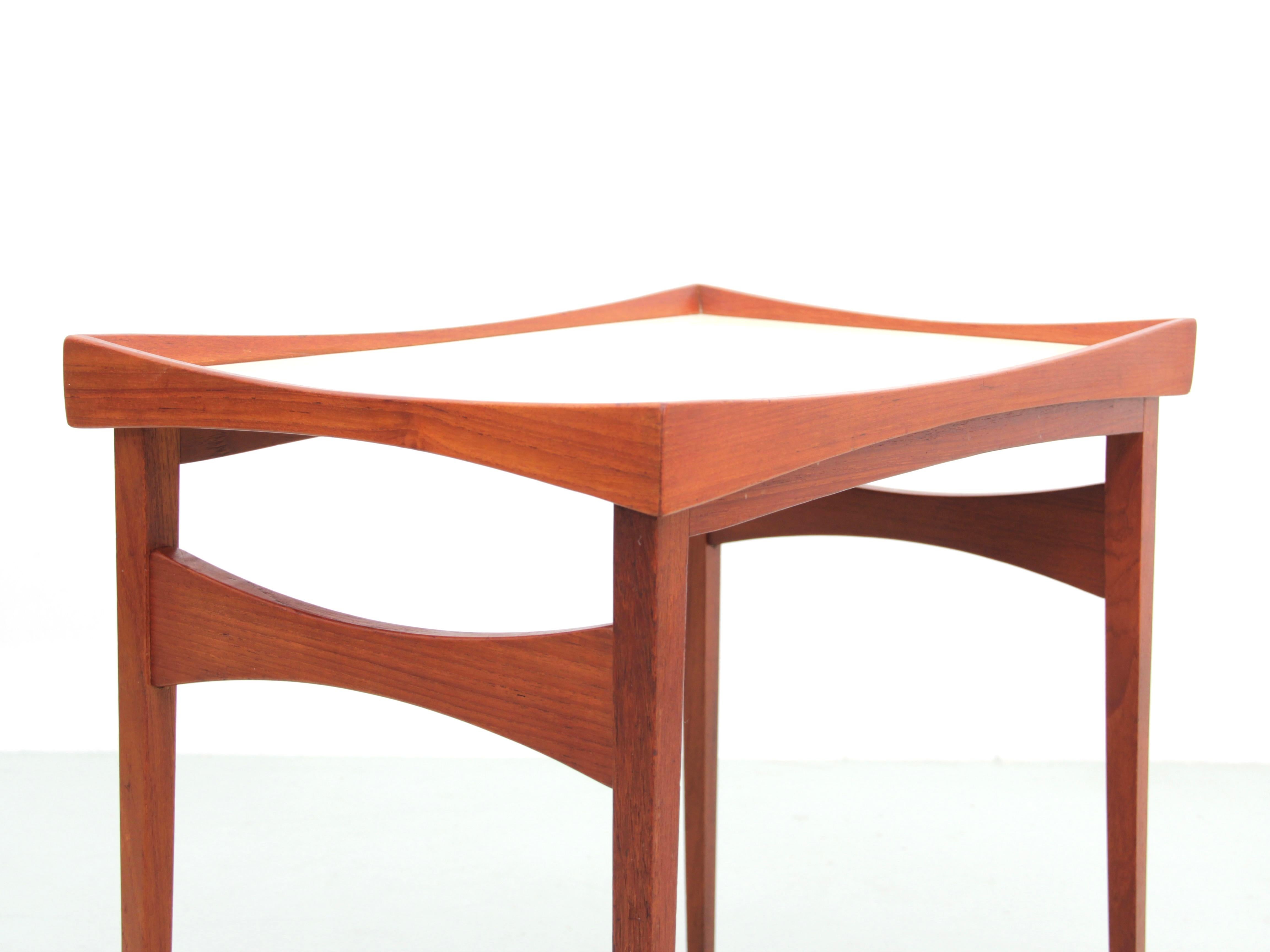 Mid-Century modern set of teak side tables with removable and reversible tray  3