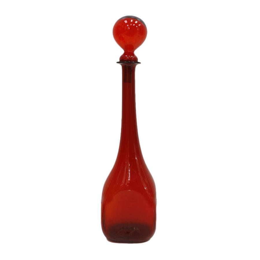 Mid-20th Century Mid-Century Modern Set of Ten Red Blow Murano Glass Italian Vases