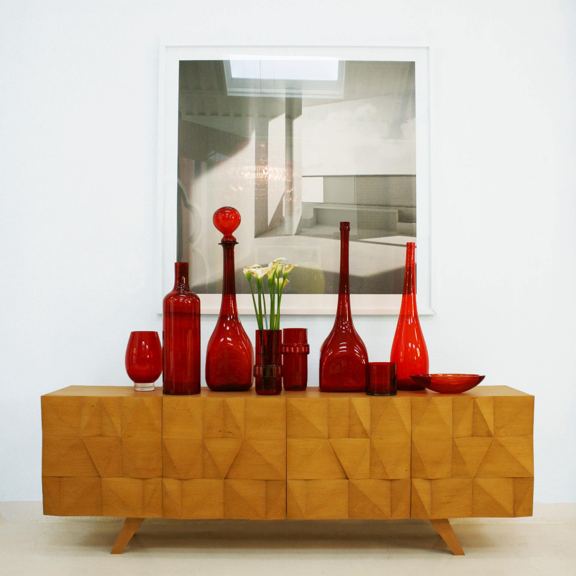 Mid-Century Modern Set of Ten Red Blow Murano Glass Italian Vases 2