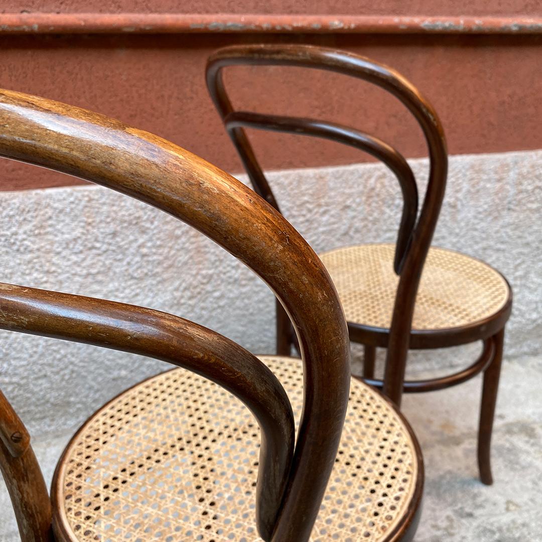 Mid-Century Modern Set of Thonet Chairs Model 214 with Vienna Straw, 1940s 11