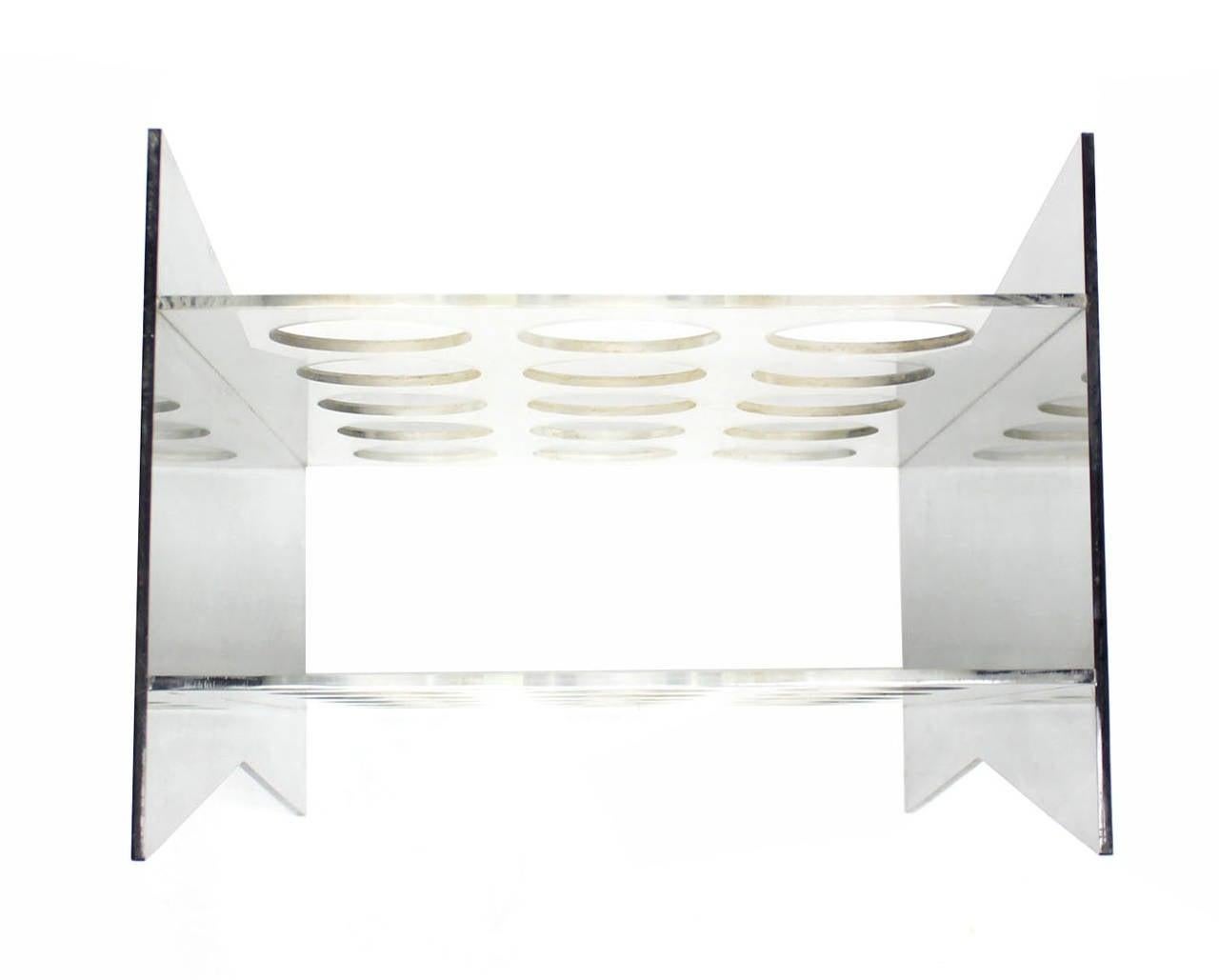 20th Century Mid Century Modern Set of Three Clear & Smoked Lucite Wine Racks Stands For Sale