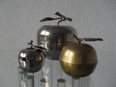 Mid-Century Modern Set of Three Decorative Appels in Chrome & Brass 1960's.