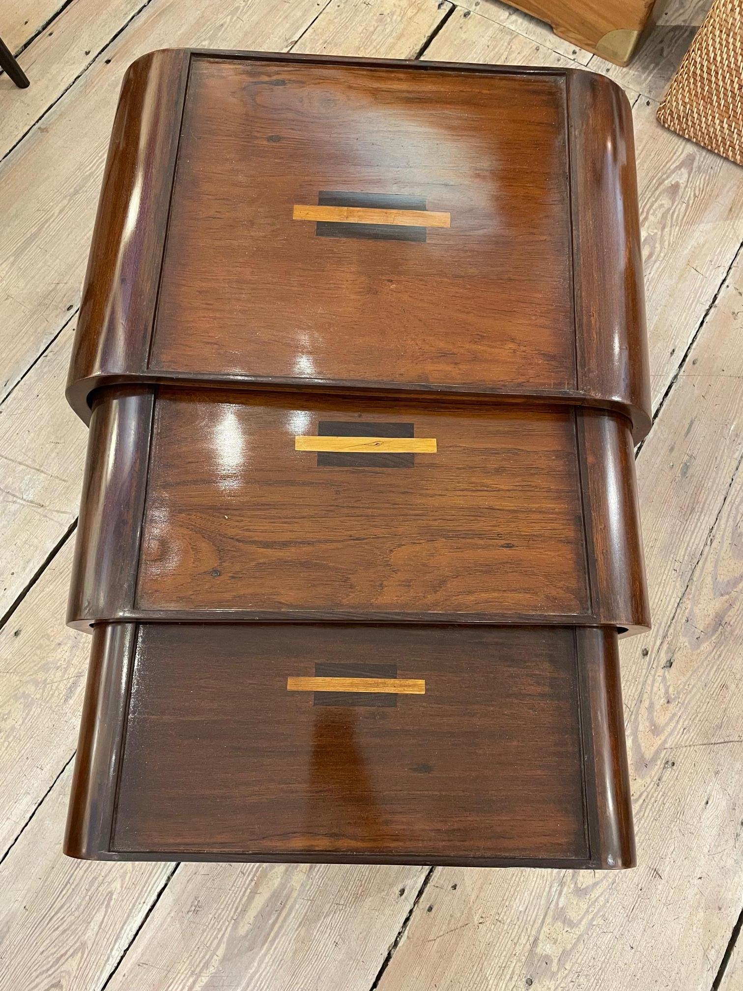 Teak Mid-Century Modern Set of Three Nesting Tables For Sale
