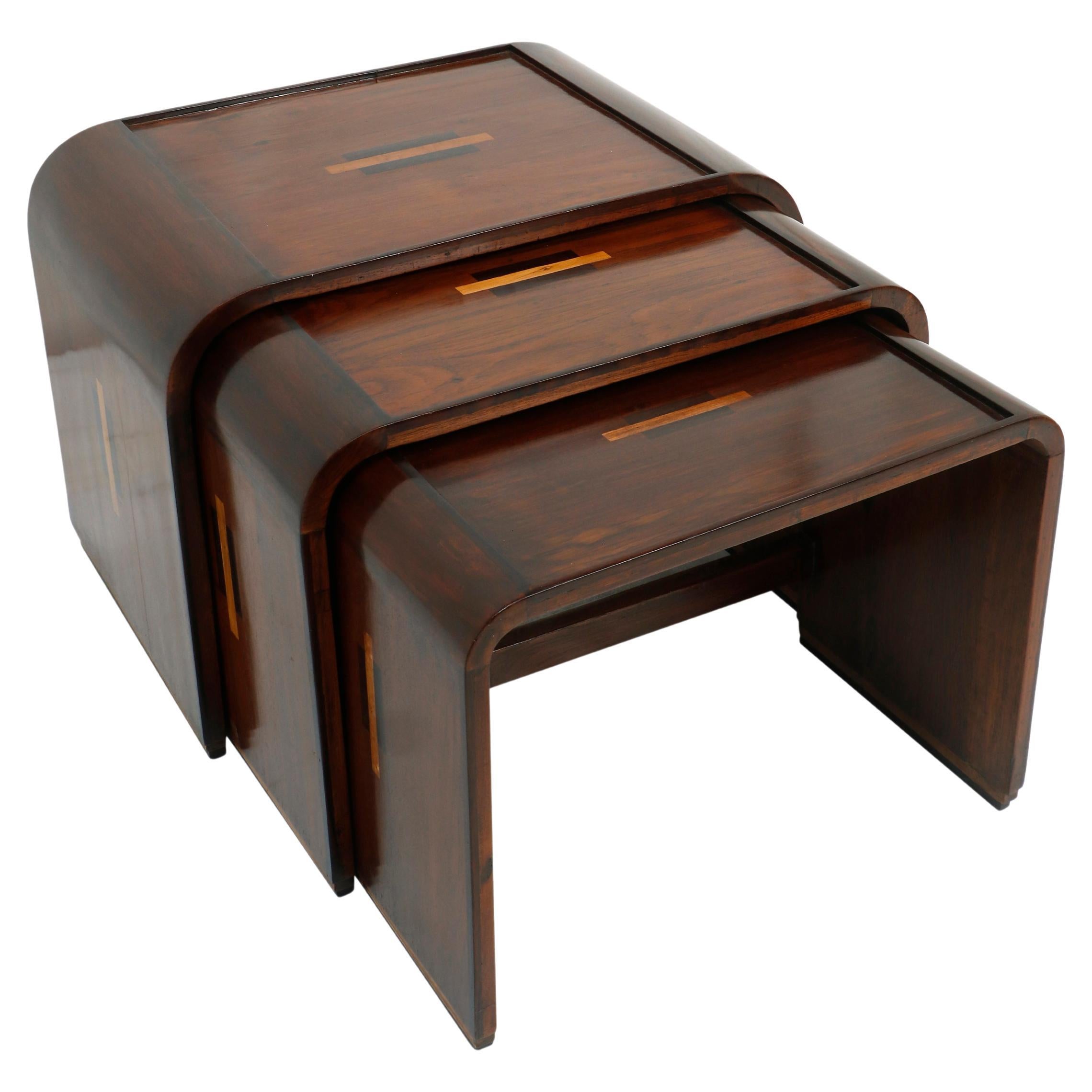 Mid-Century Modern Set of Three Nesting Tables For Sale