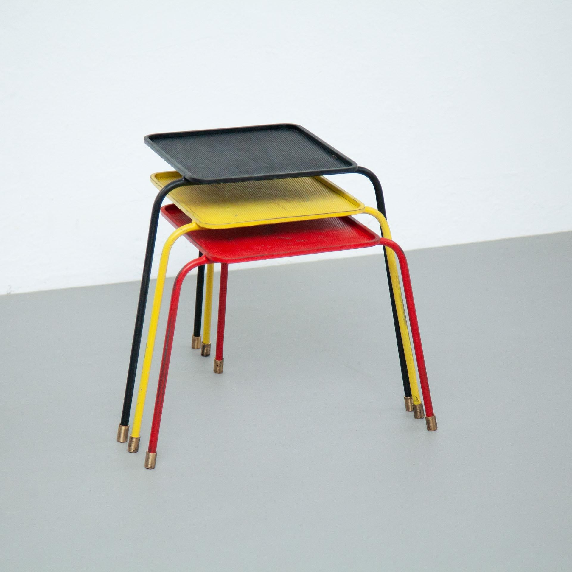 Mid-Century Modern Set of Three Side Tables, circa 1940 In Good Condition In Barcelona, Barcelona