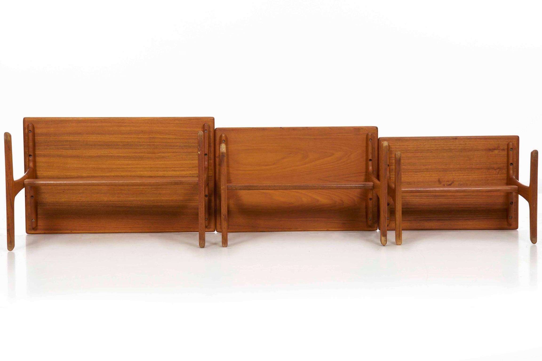 Mid-Century Modern Set of Three Teak Nesting Tables by Kai Kristiansen, Denmark 12