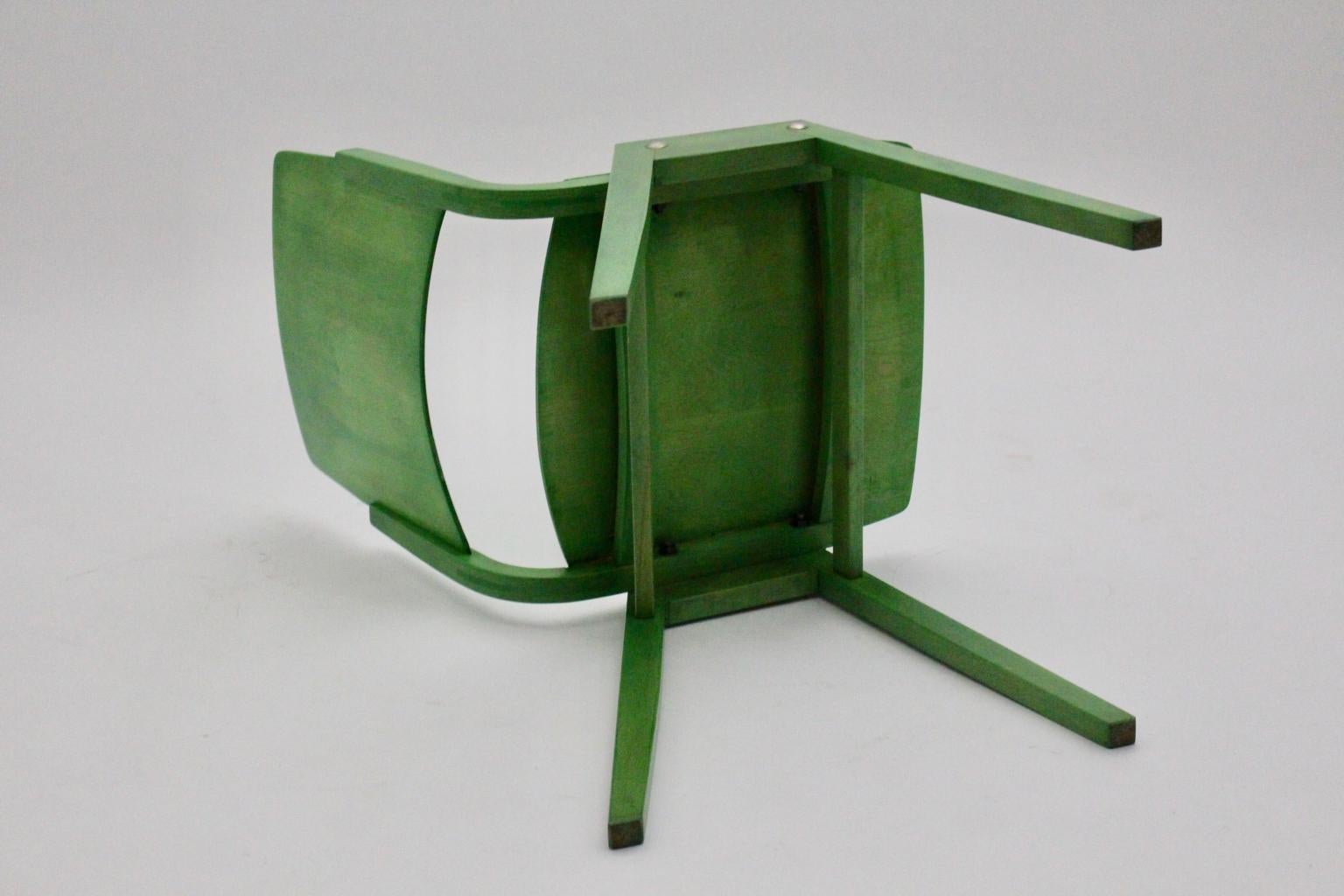 Mid-Century Modern Set of Twelve Green Vintage Dining Chairs P7 by Roland Rainer For Sale 9
