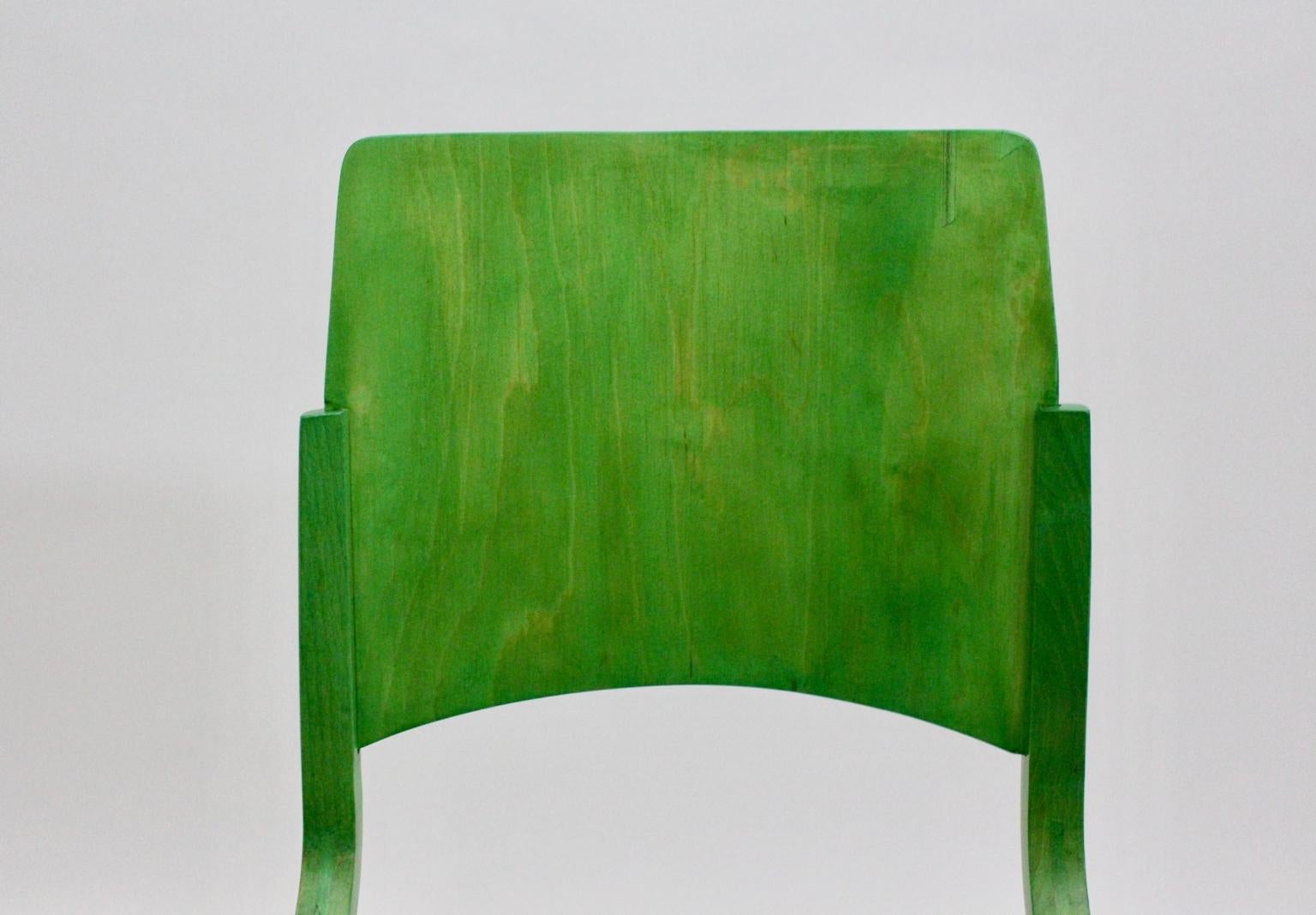 Mid-Century Modern Set of Twelve Green Vintage Dining Chairs P7 by Roland Rainer For Sale 11