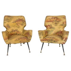 Retro Mid-century modern set of two Italian armchairs from 50s