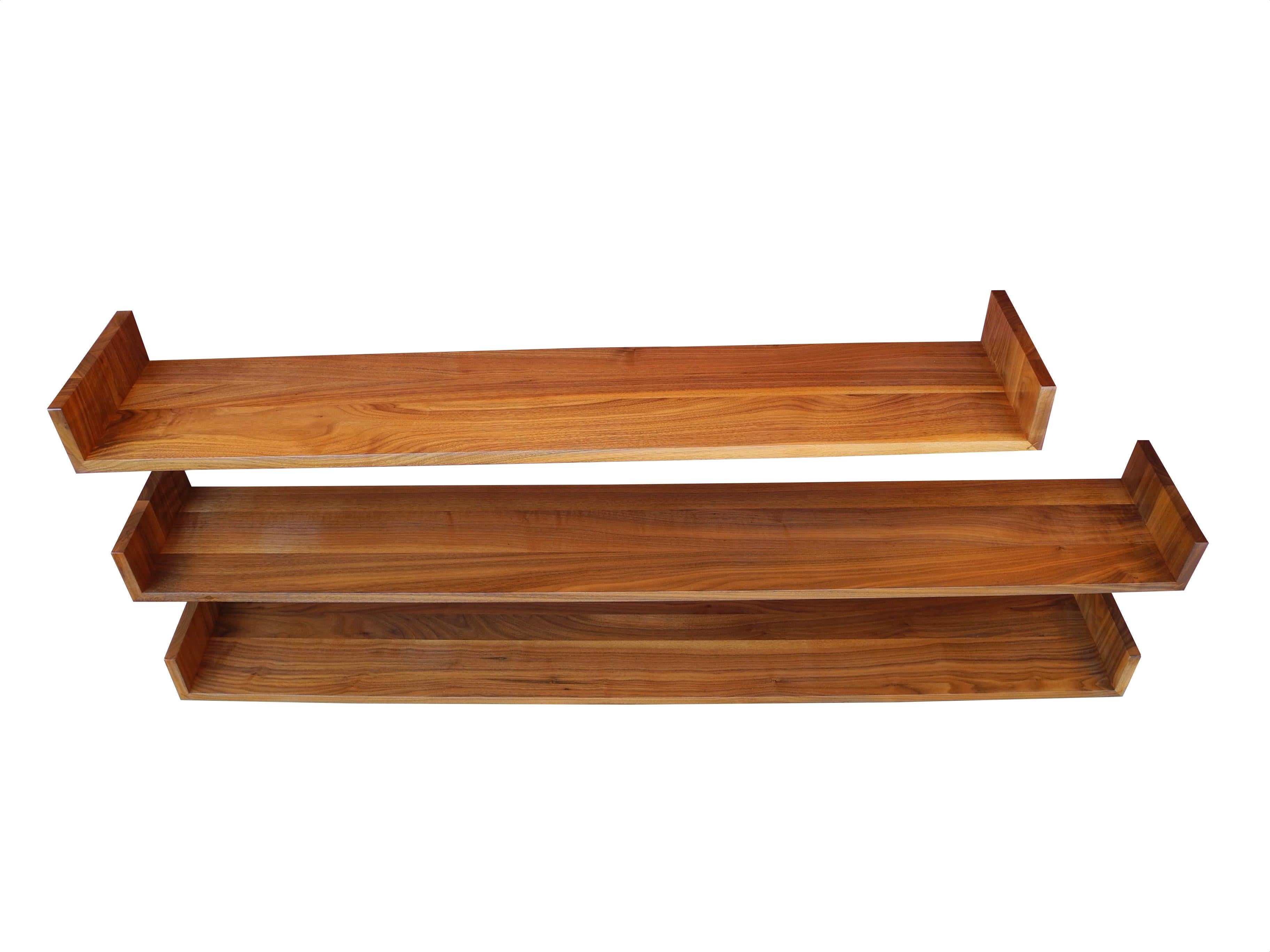 American Mid-Century Modern Set of Walnut Hanging Book Shelves by Mel Smilow For Sale