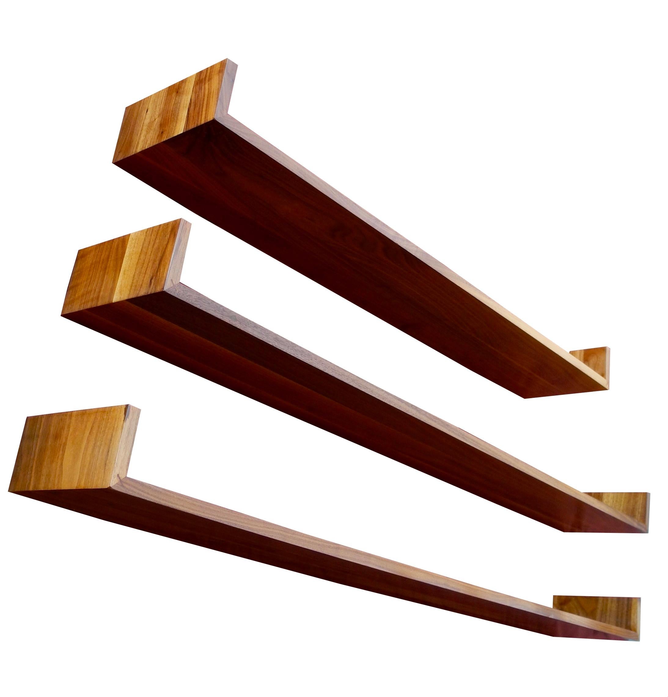 Mid-Century Modern Set of Walnut Hanging Book Shelves by Mel Smilow In Good Condition For Sale In Hudson, NY