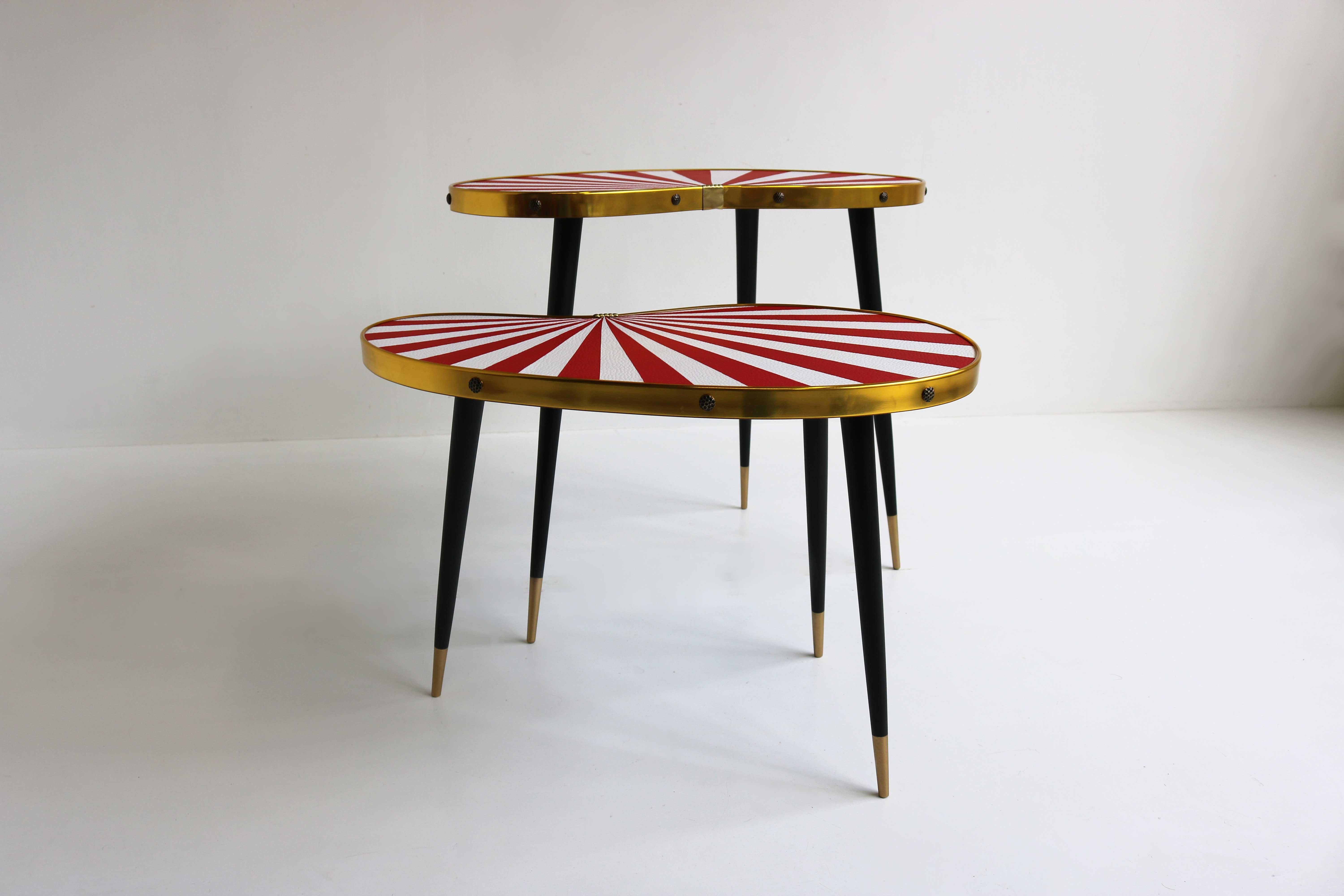Mid-Century Modern Set Side Tables Kidney Shaped, End Tables Two Plant Tables For Sale 4