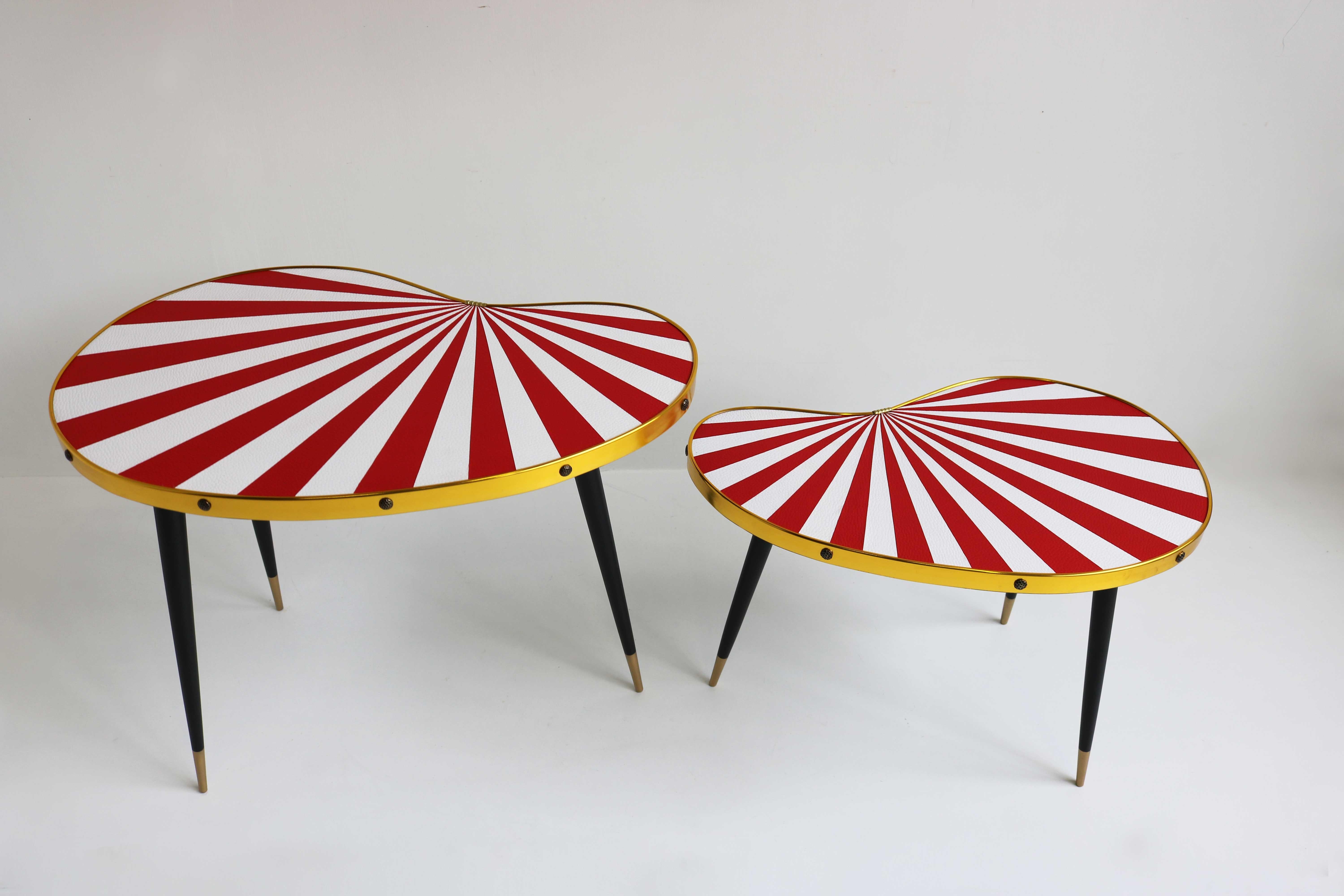 Mid-Century Modern Set Side Tables Kidney Shaped, End Tables Two Plant Tables For Sale 6