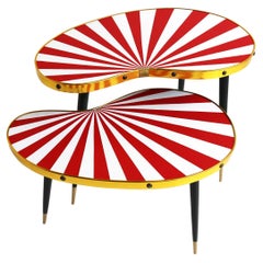 Retro Mid-Century Modern Set Side Tables Kidney Shaped, End Tables Two Plant Tables