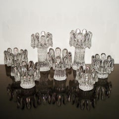 Mid-Century Modern Set Sunflower Candleholders, Goran Warff, Kosta Boda, Sweden