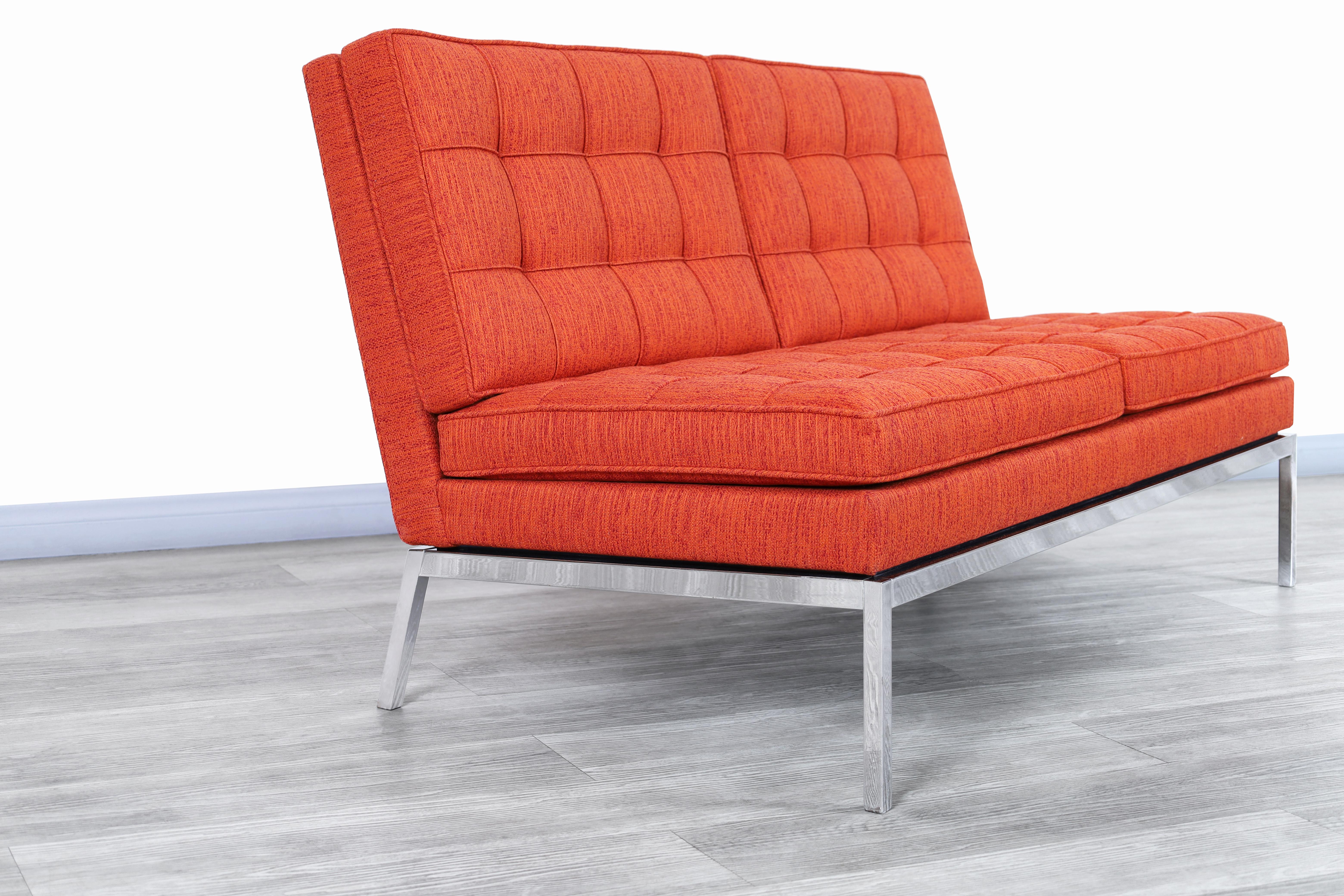 Steel Mid-Century Modern Settee by Florence Knoll For Sale