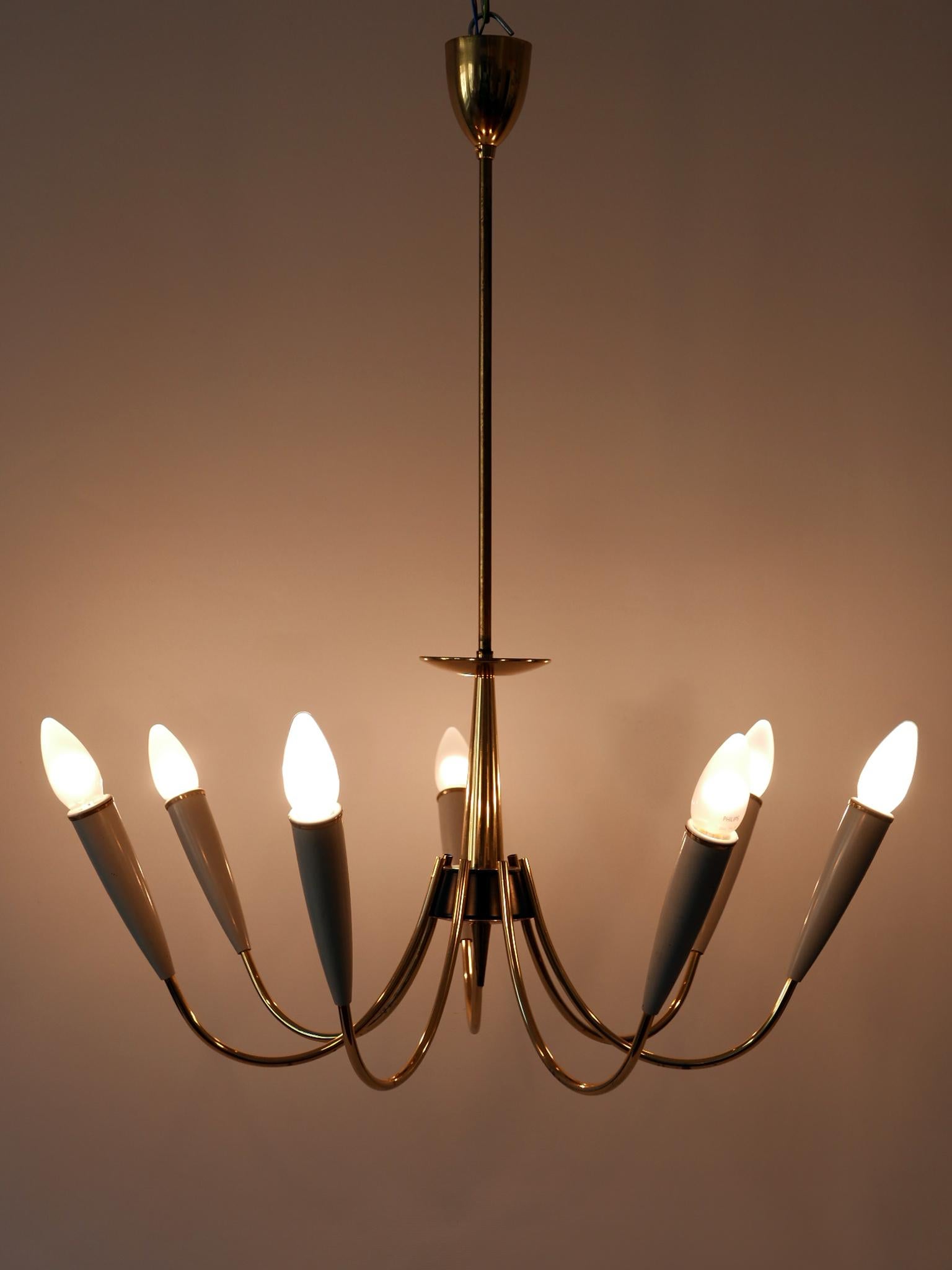 Mid-Century Modern Seven-Flamed Sputnik Pendant Lamp or Chandelier Germany 1950s For Sale 4