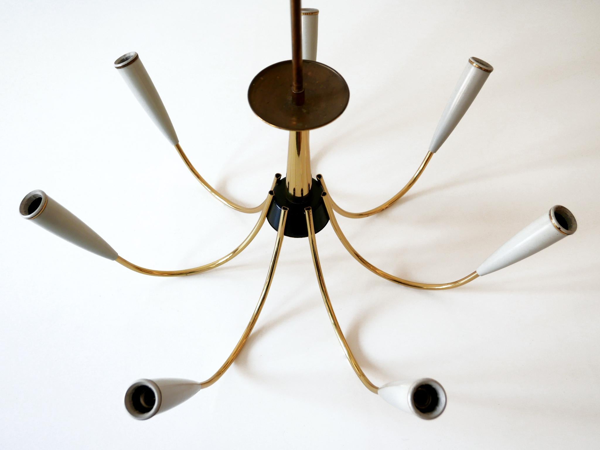 Mid-Century Modern Seven-Flamed Sputnik Pendant Lamp or Chandelier Germany 1950s For Sale 5
