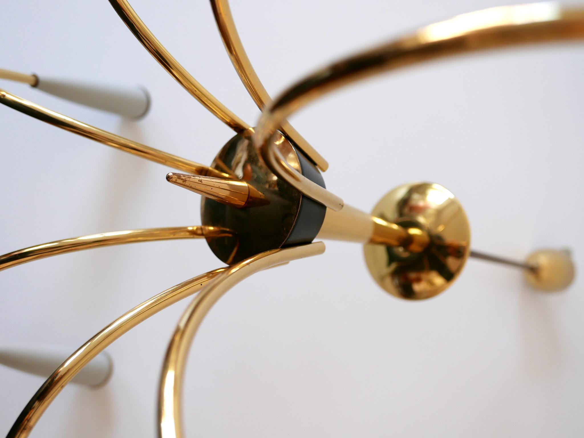 Mid-Century Modern Seven-Flamed Sputnik Pendant Lamp or Chandelier Germany 1950s For Sale 8