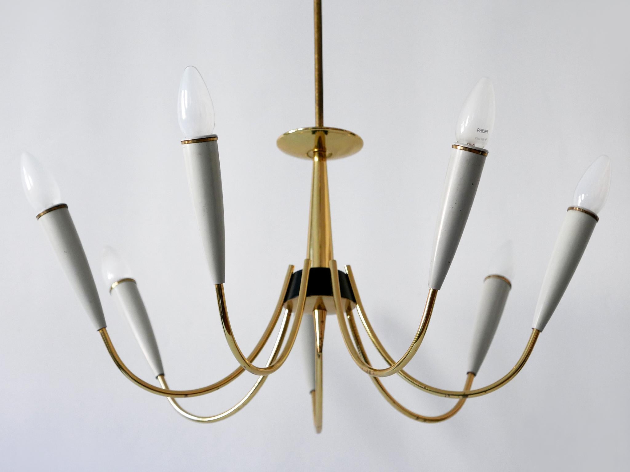 Mid-20th Century Mid-Century Modern Seven-Flamed Sputnik Pendant Lamp or Chandelier Germany 1950s For Sale