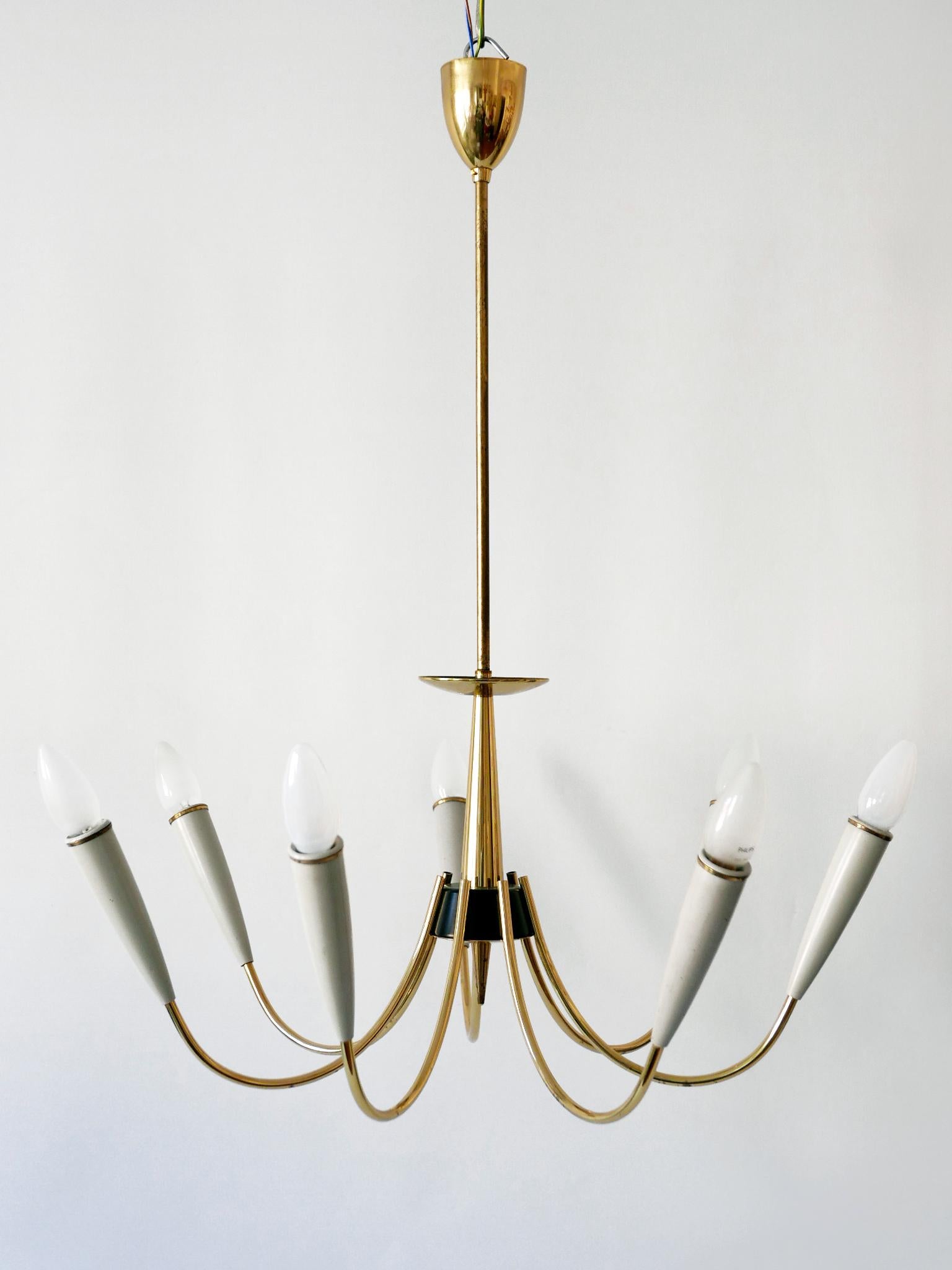 Mid-Century Modern Seven-Flamed Sputnik Pendant Lamp or Chandelier Germany 1950s For Sale 1