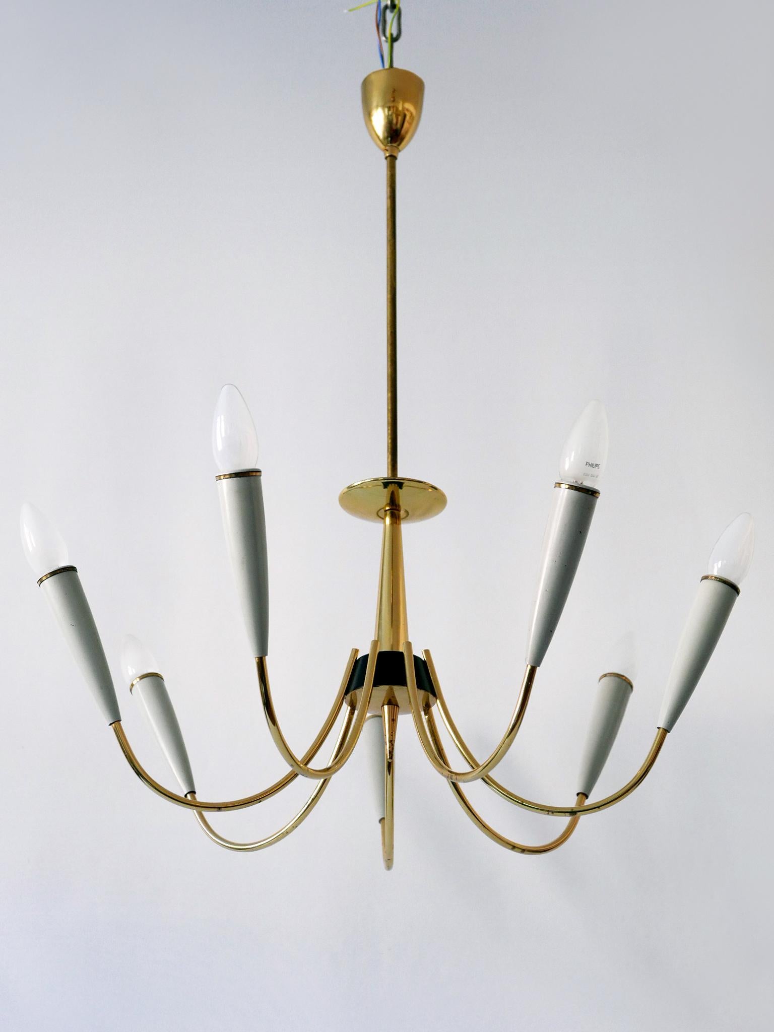 Mid-Century Modern Seven-Flamed Sputnik Pendant Lamp or Chandelier Germany 1950s For Sale 3