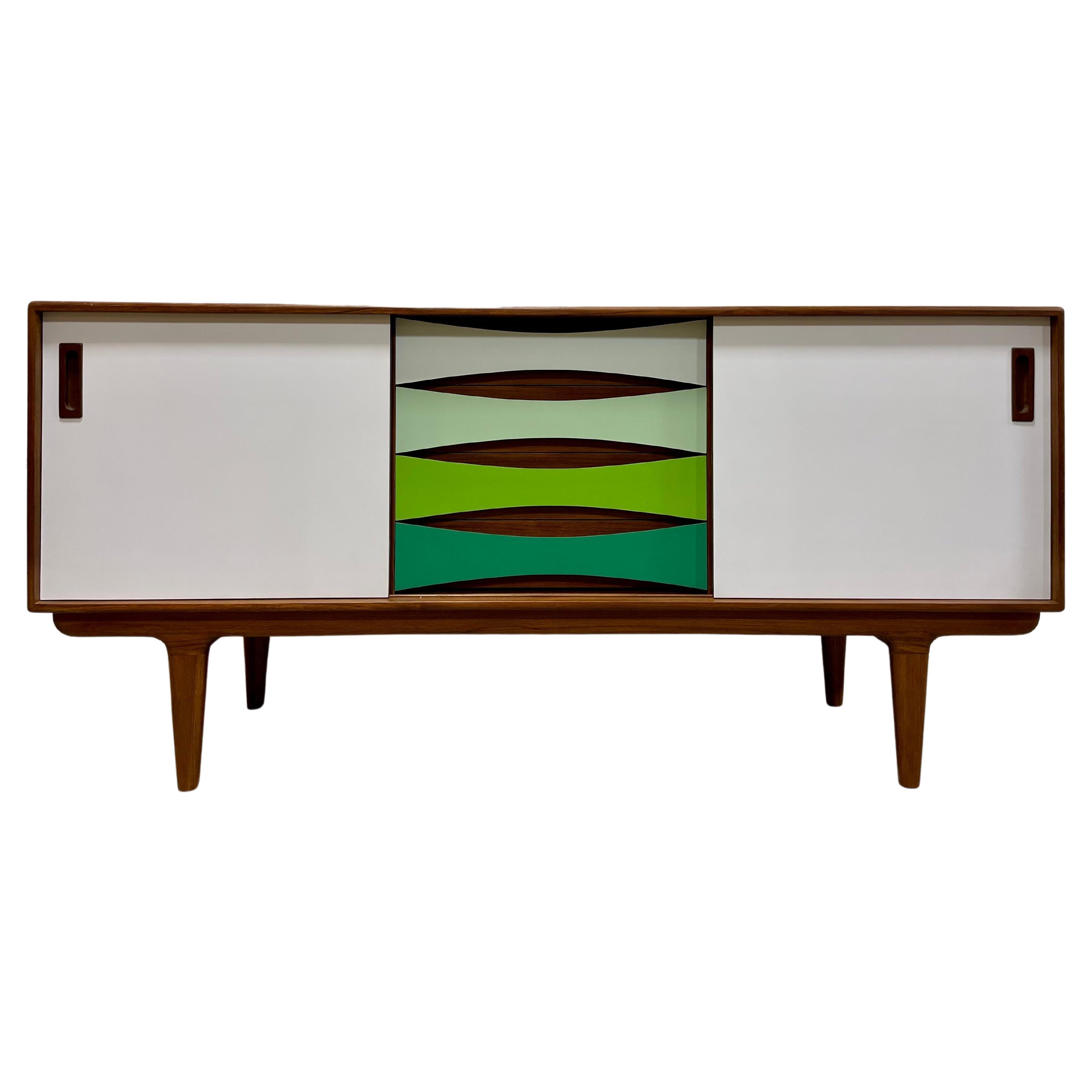 Mid-Century Modern Shades of Green Credenza / Sideboard / Media Stand