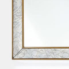 Mid-Century Modern Shadowbox Mirror with Gilt Detailing & Gold Marbled Borders
