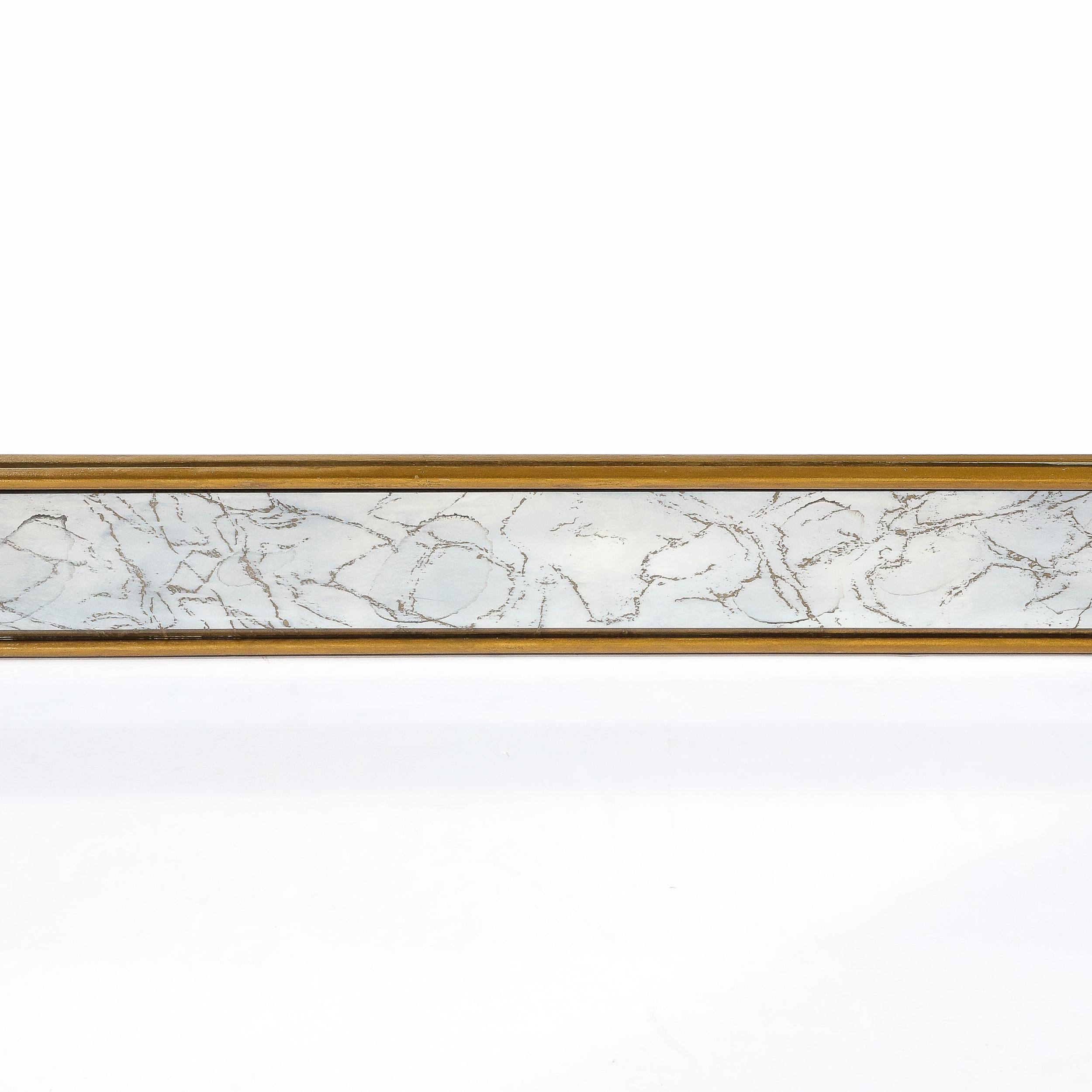 Mid-Century Modern Schattenbox-Spiegel mit vergoldeten Details und vergoldeten Marmorbordüren (Moderne der Mitte des Jahrhunderts) im Angebot