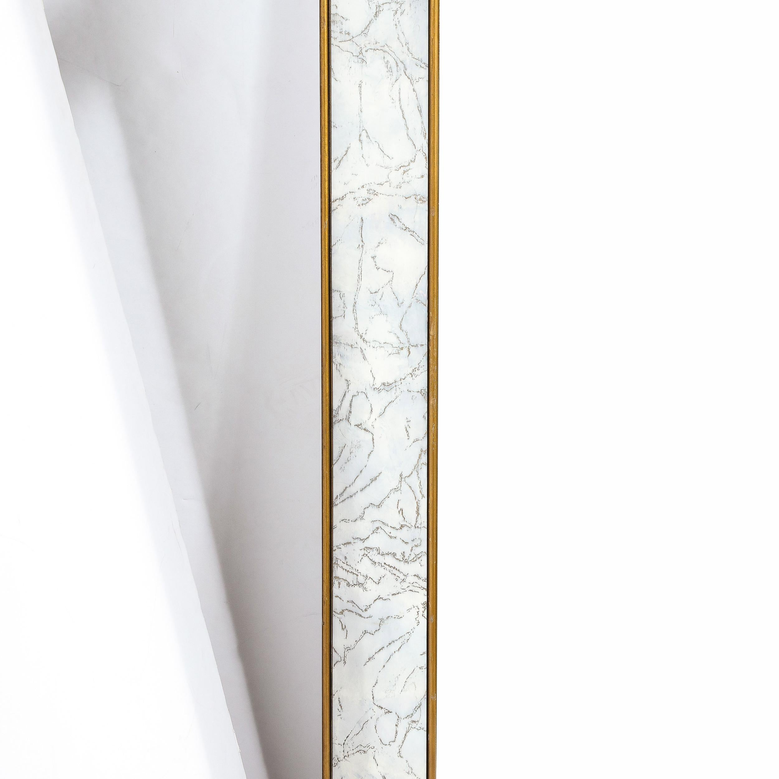 Mid-Century Modern Schattenbox-Spiegel mit vergoldeten Details und vergoldeten Marmorbordüren (amerikanisch) im Angebot
