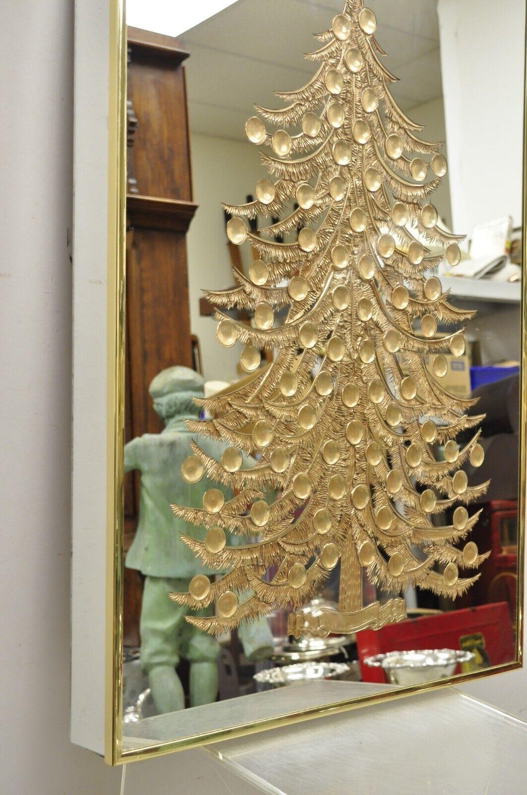 Mid-Century Modern Sharon Art Reliable Mfg Wall Art Mirror Gold Christmas Tree In Good Condition For Sale In Philadelphia, PA