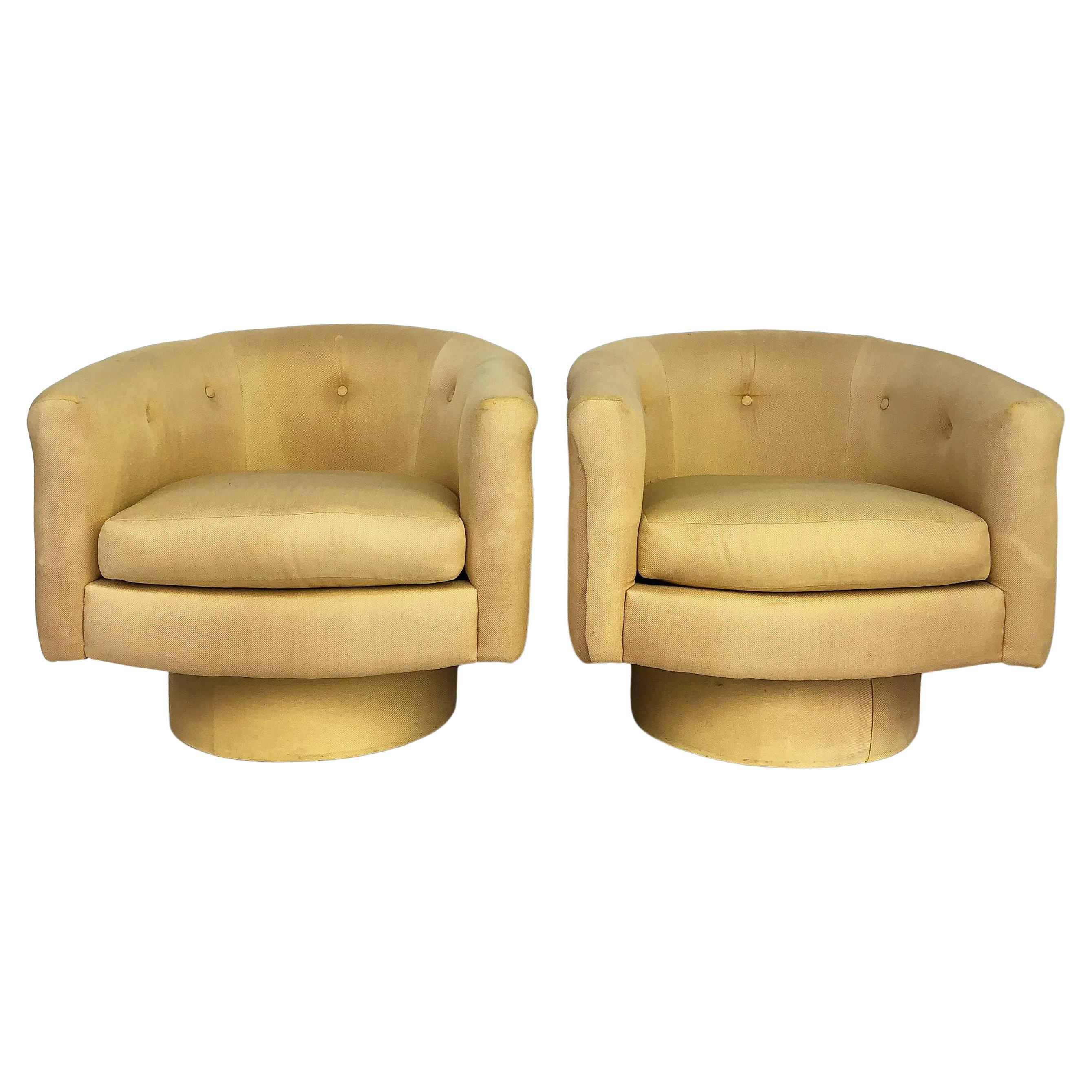 Mid-Century Modern Shawnee-Penn Swivel Club Chairs, Designer's Special Pair For Sale