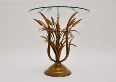 Hollywood Regency Style Vintage Sheaf of Wheat Golden Metal Coffee Table, 1960s