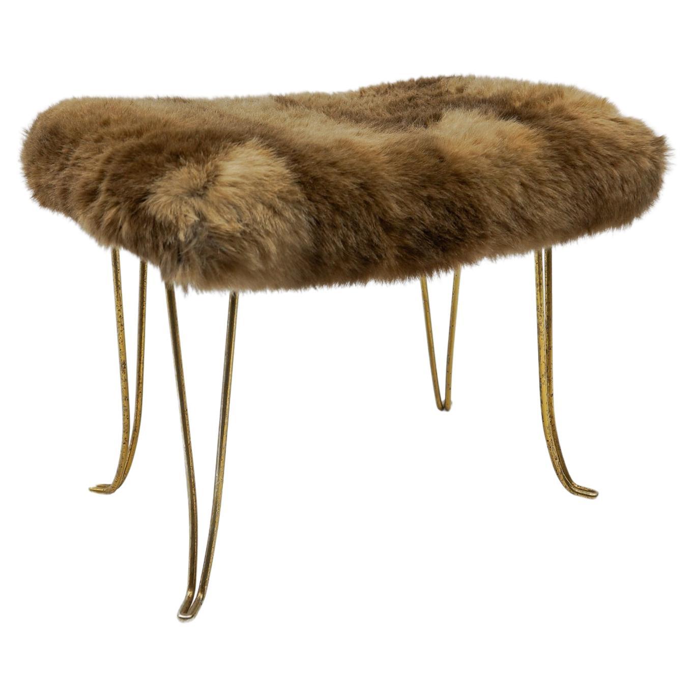 Mid-Century Modern Sheep Brass Stool, 1950s
