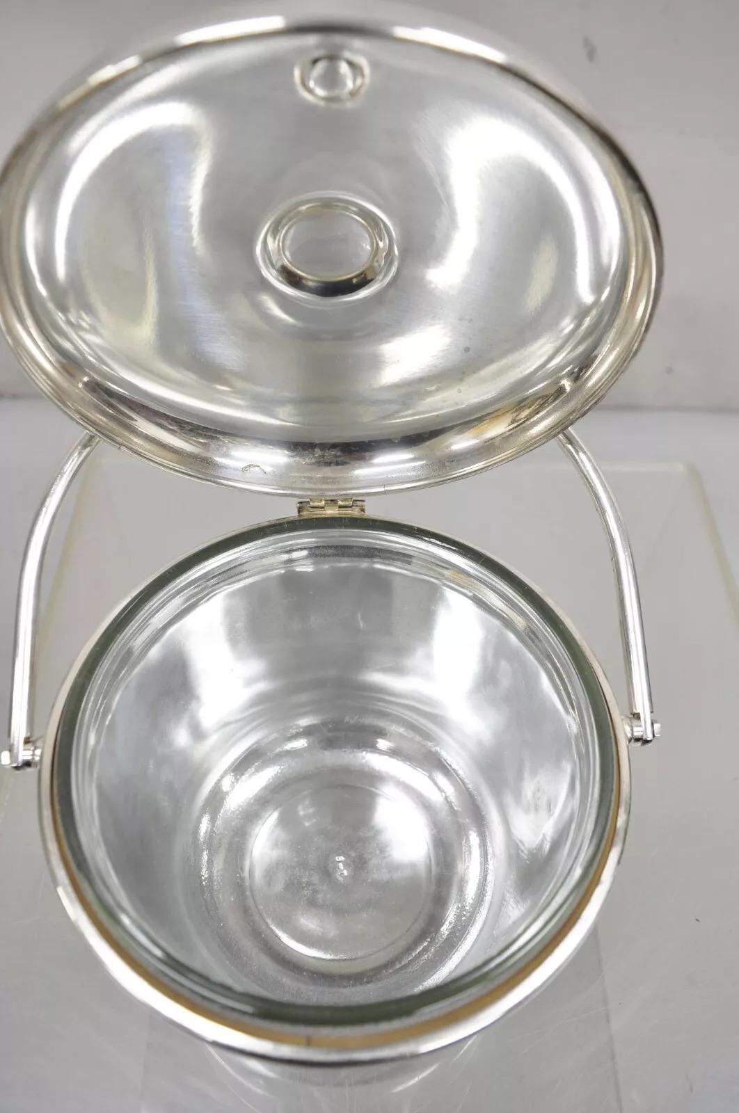 Cubitera con tapa abatible Sheffield Silver Vintage de mediados del siglo XX Chapado en plata en venta
