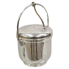 Secchiello per il ghiaccio con coperchio incernierato in argento placcato in argento vintage di metà secolo.