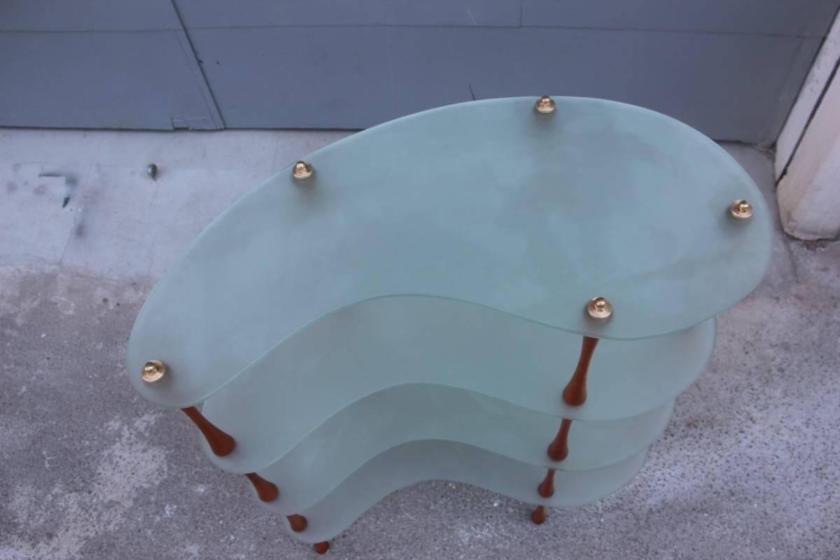 Modernes Regal aus Kristall und Holz, Italienisches Design, Mitte des Jahrhunderts (Moderne der Mitte des Jahrhunderts) im Angebot